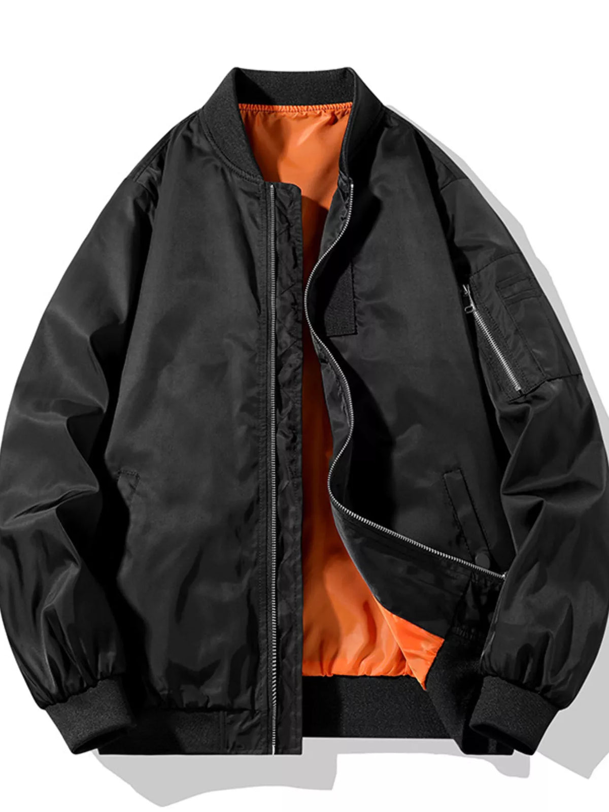 Men's Plus Size Zip Up Lightweight Bomber Jacket, view 6