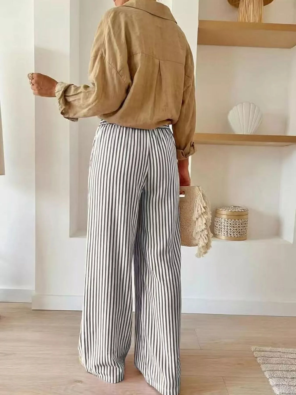 Striped Wide-Leg Pants - Lilixa.store