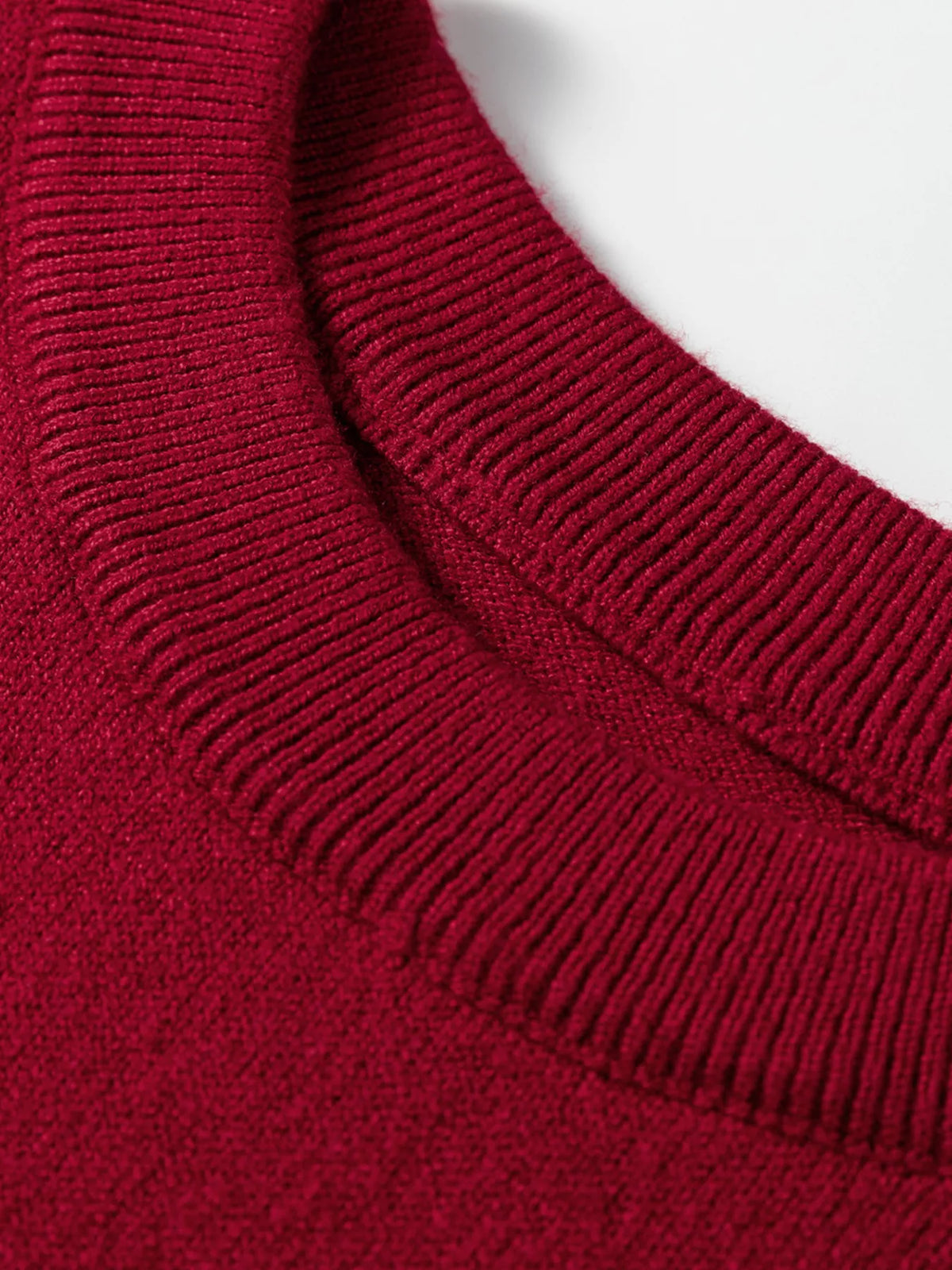 Solid Color Crew Neck Knit Cap Sleeve Sweater in Burgundy, view 6
