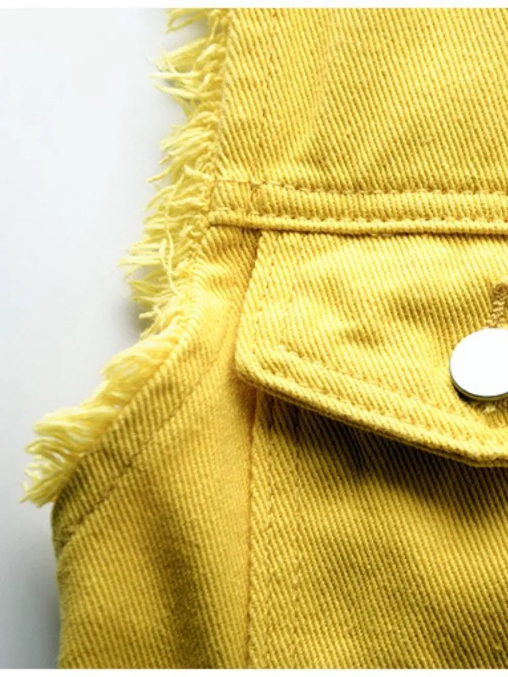 Full Size Button Down Raw Hem Sleeveless Denim Jacket Plus Size, view 13