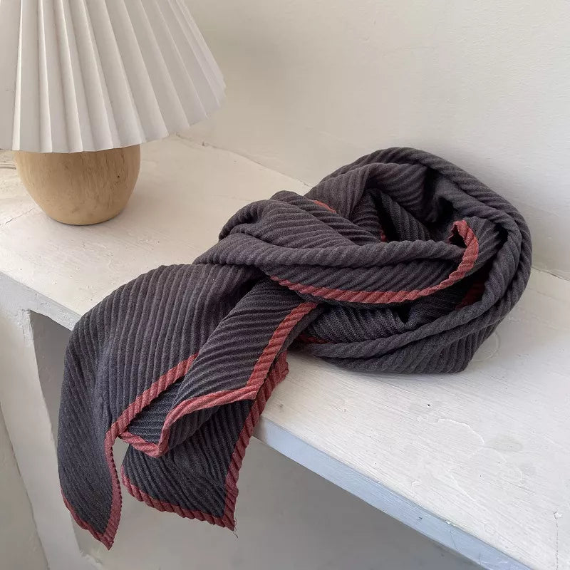 Contrast Trim Texture Warm Scarf - Lilixa.store