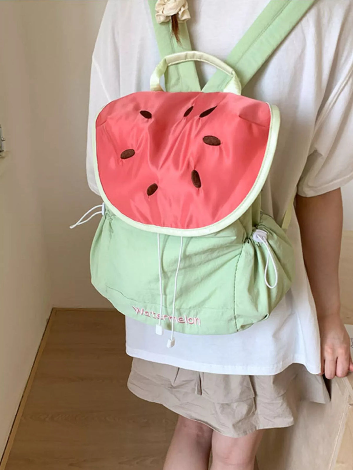 Watermelon Slice Drawstring Backpack Bag - Lilixa.store
