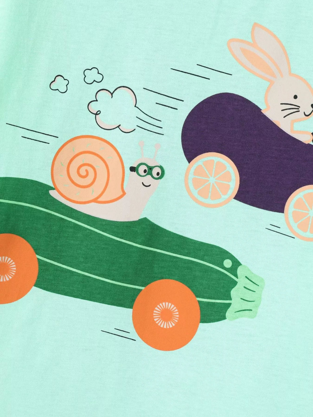 Children's Snail and Bunny Race Graphic Short Sleeve T-Shirt - Lilixa.store