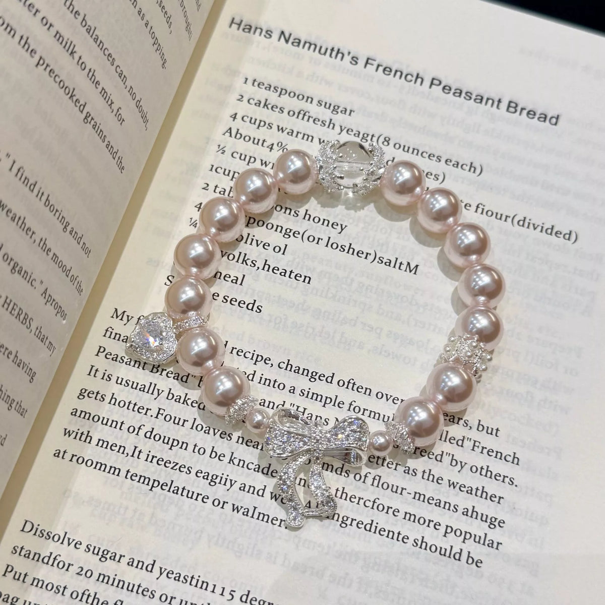 Pearl Bracelet with Bow Charm