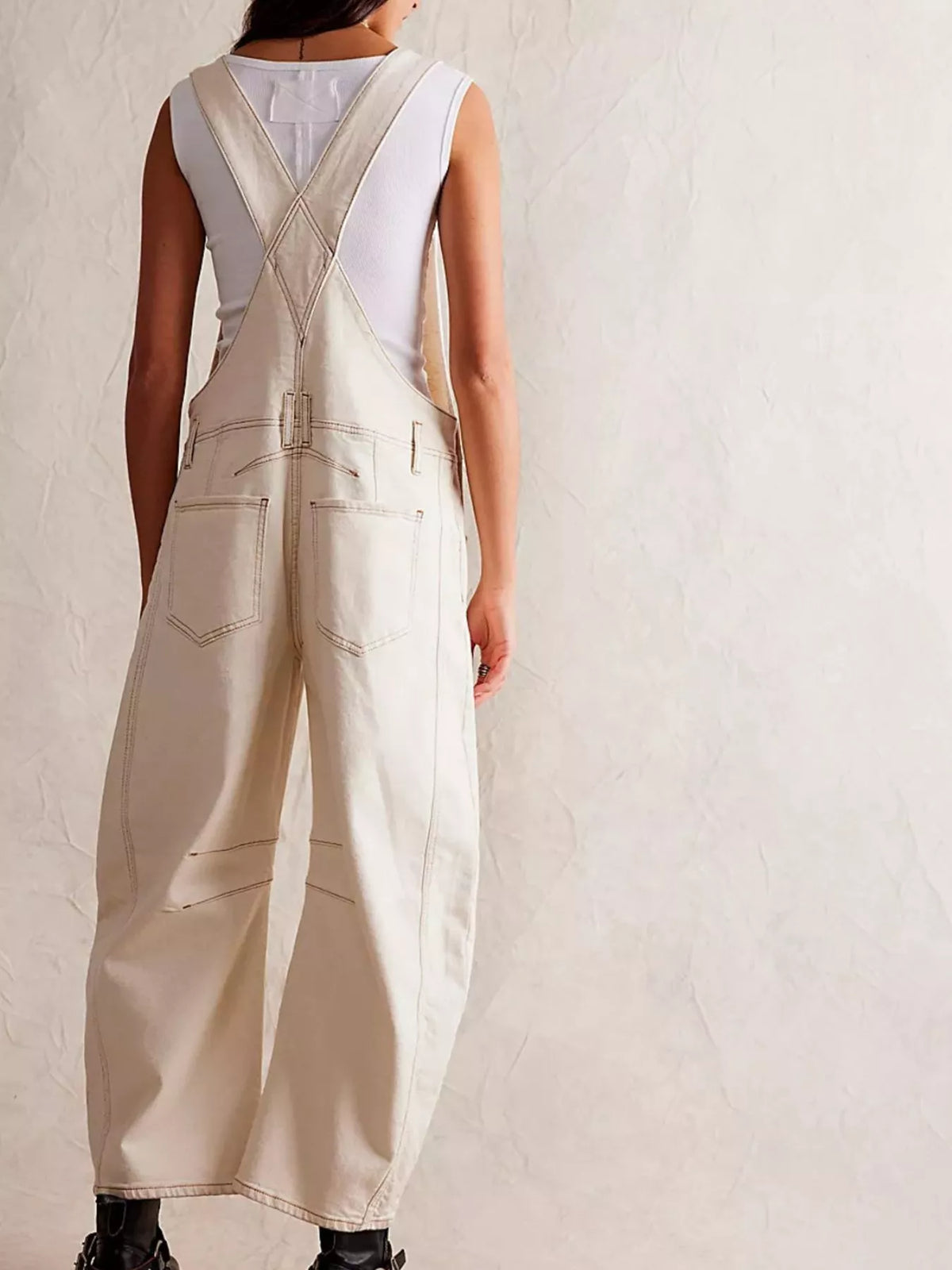 Wide Strap Wide Leg Denim Overalls