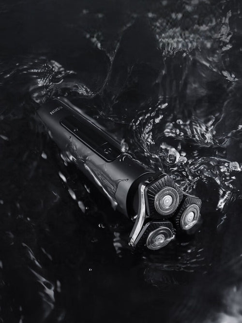 3D Rotary Electric Shaver with LED Display in Black, view 2