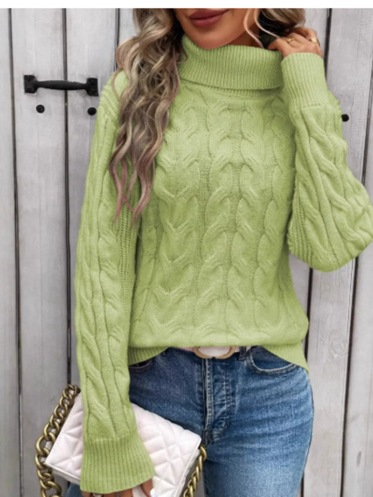 Cable-Knit Turtleneck Sweater