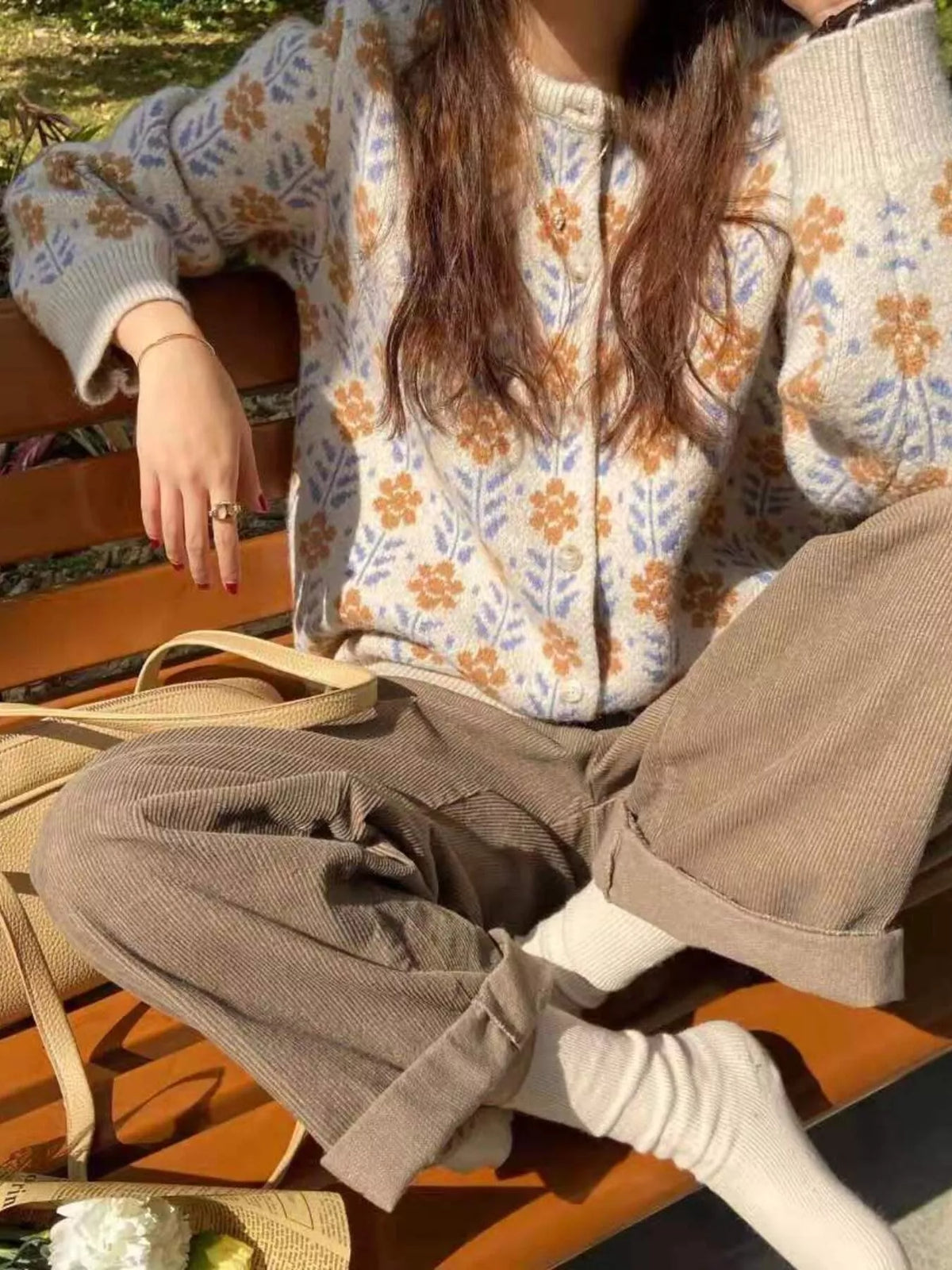 Floral Button Up Knit Cardigan - Lilixa.store