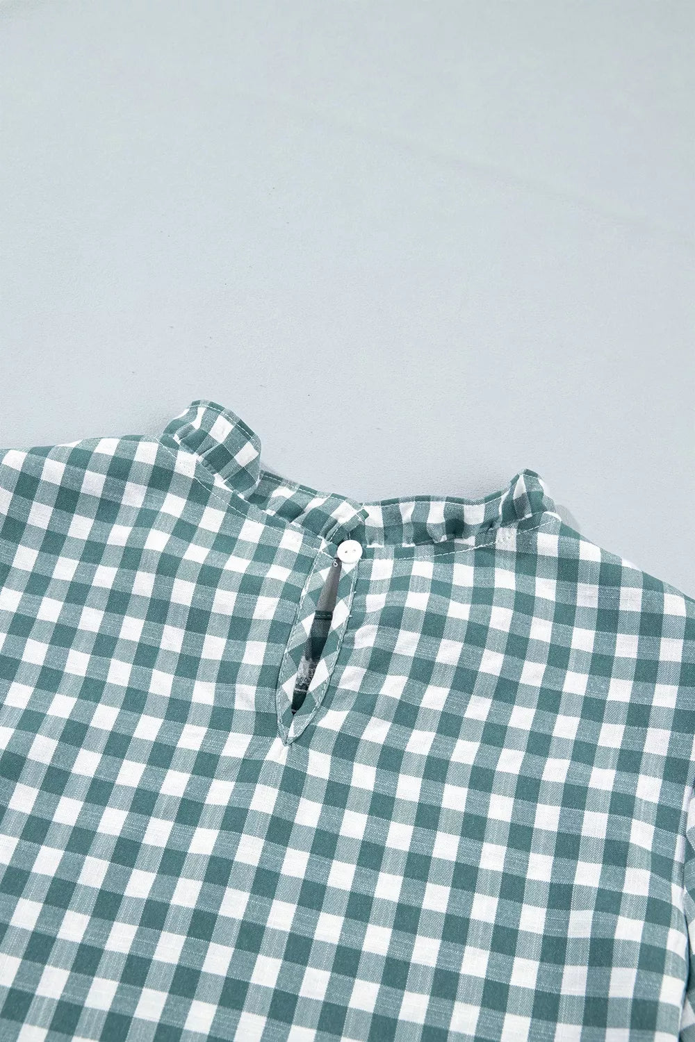 3/4 Sleeve Shirred Plaid Peplum Top - Lilixa.store
