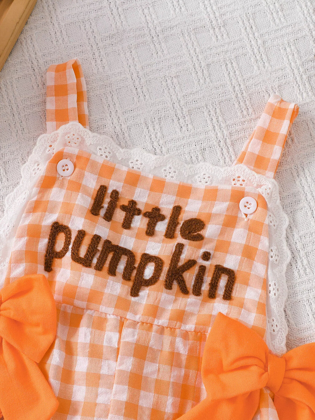 Children's Little Pumpkin Gingham Ruffle Hem Jumpsuit - Lilixa.store