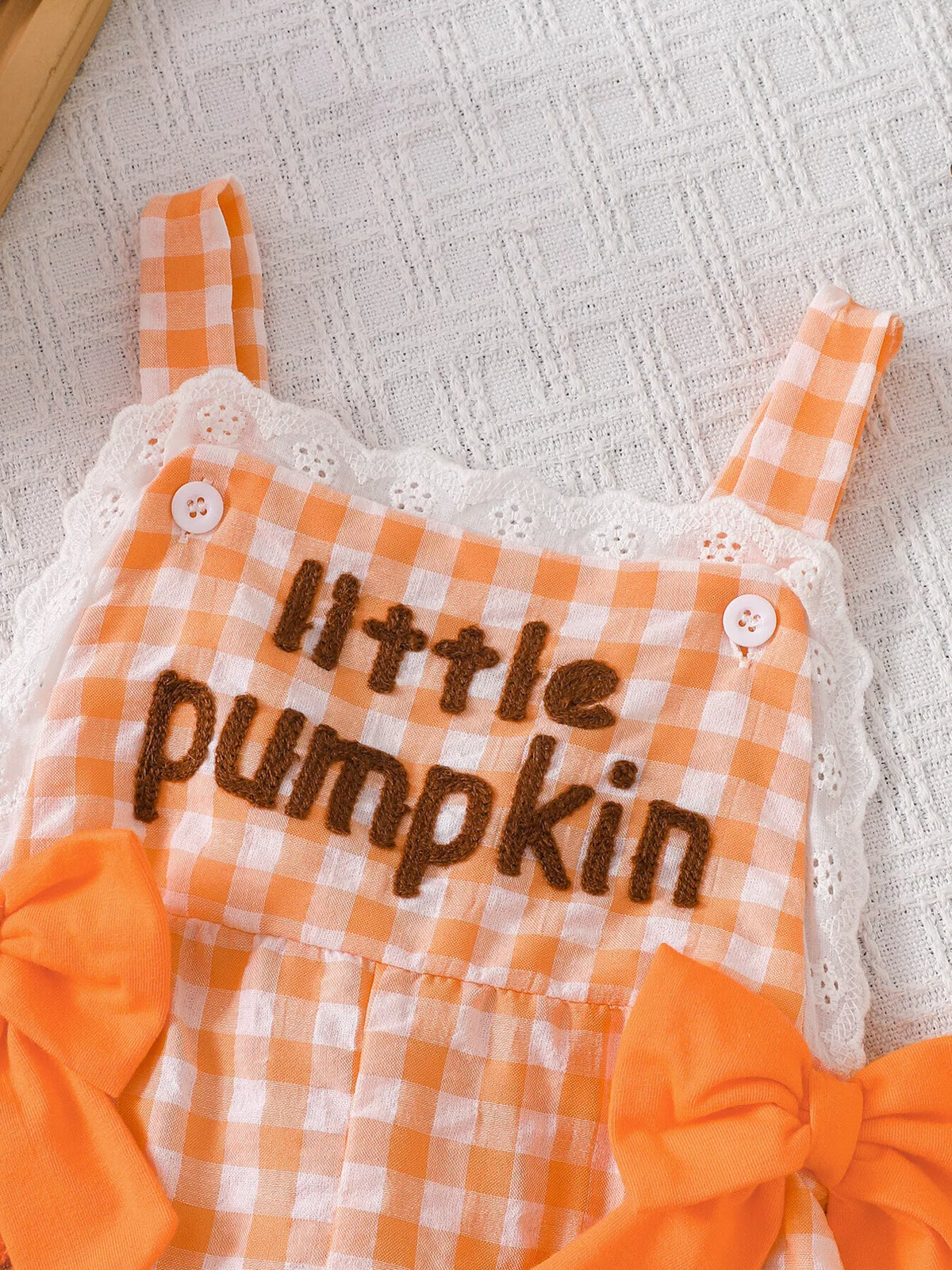 Children's Little Pumpkin Gingham Ruffle Hem Jumpsuit - Lilixa.store