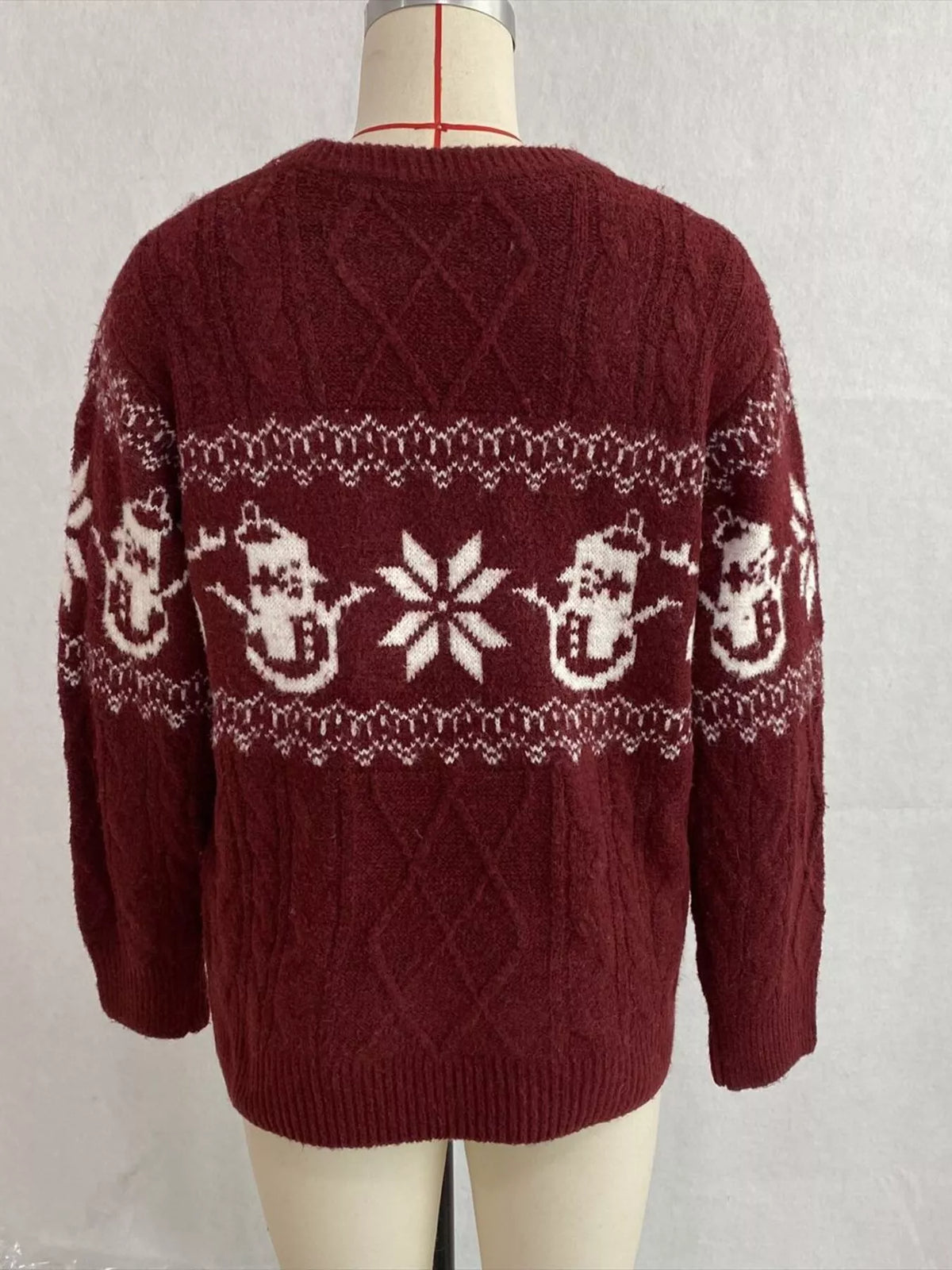 Christmas Snowman Pattern Cable Knit Sweater, view 19