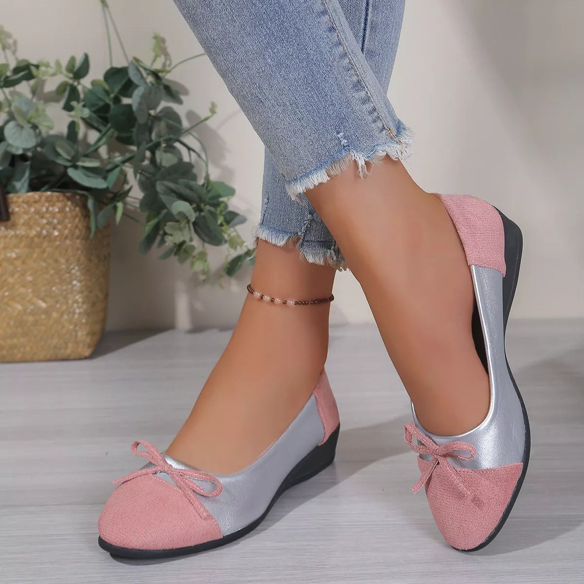 Bow Accent Two-Tone Slip-Ons, view 6