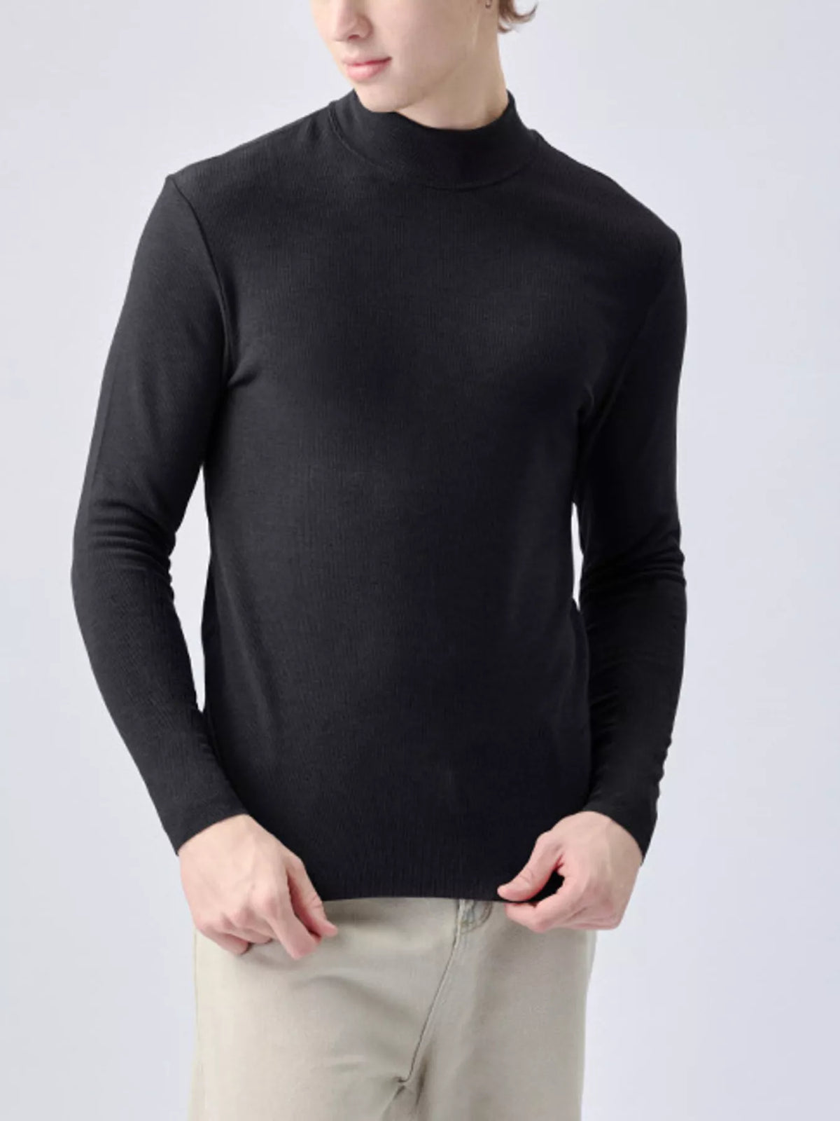 Men's Plus Size Mock Neck Long Sleeve Top