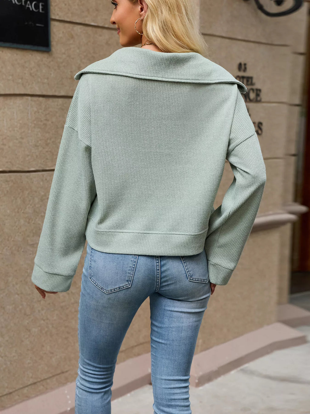 Half-Zip Dropped Shoulder Sweatshirt - Lilixa.store