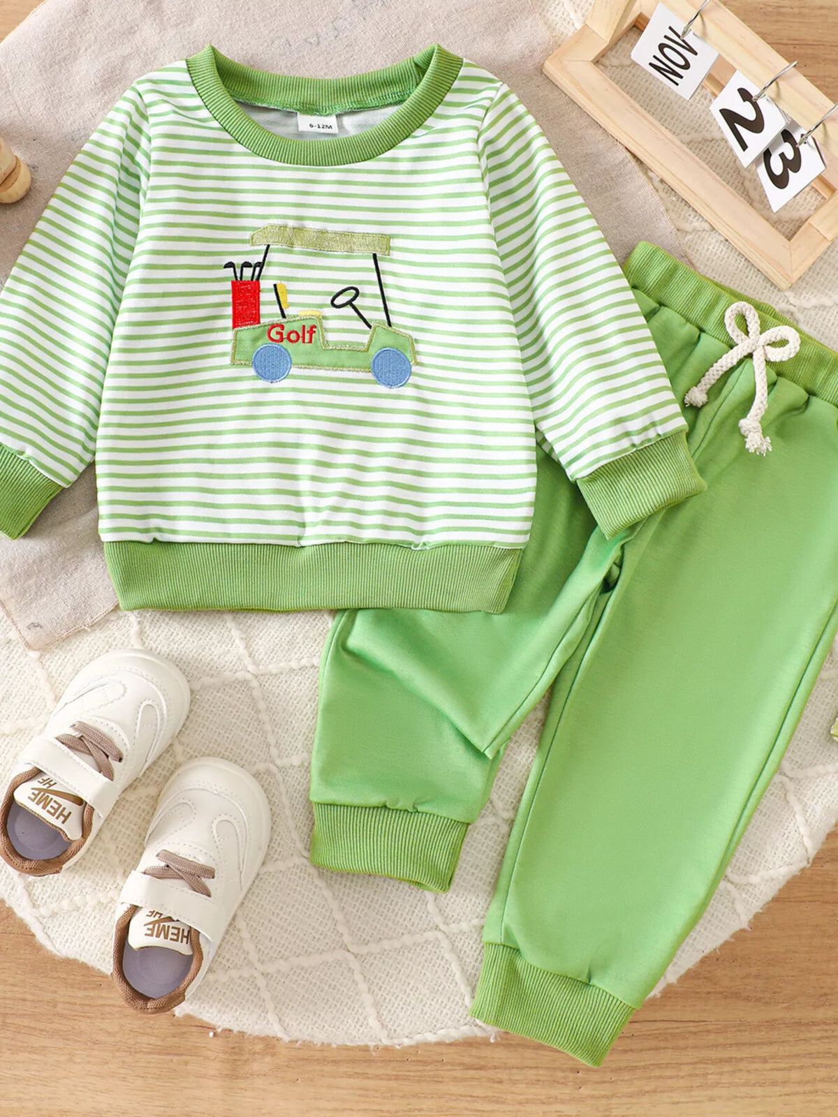 Children's Golf Cart Striped Top and Pants Set - Lilixa.store