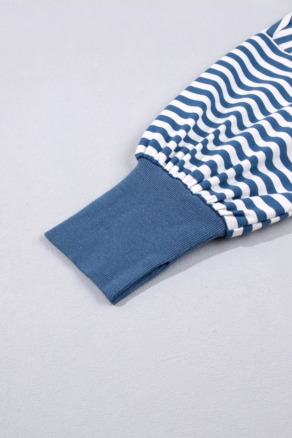 Stripe Color Block Trim Raw Seam Split Hem Loose Sweatshirt - Lilixa.store