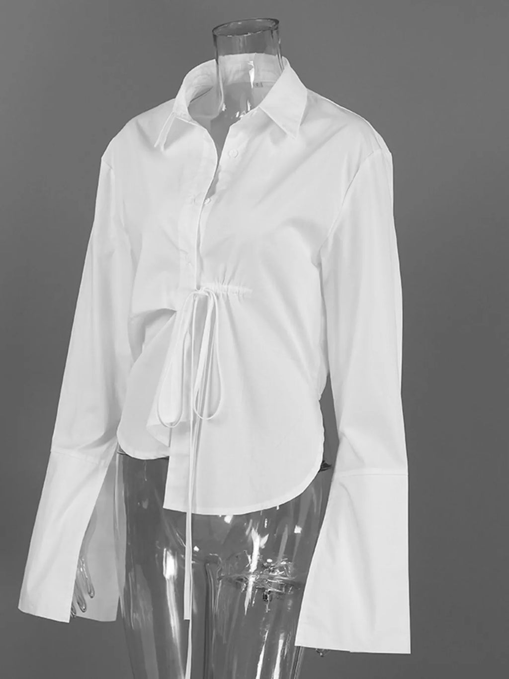 Tie-Waist Detail Wrap-Front Shirt - Lilixa.store