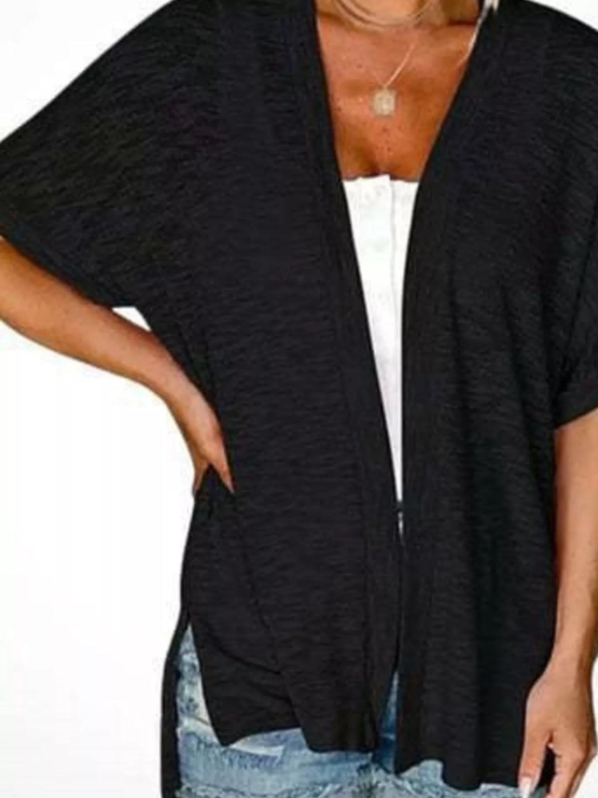 Side Sit Open Front Cardigan - Lilixa.store