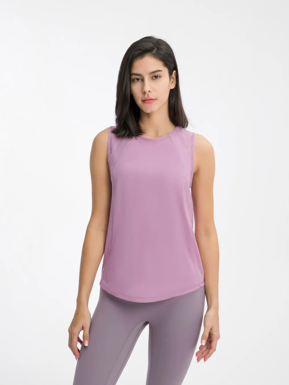 Millennia Cutout Back Round Neck Active Tank - Lilixa.store