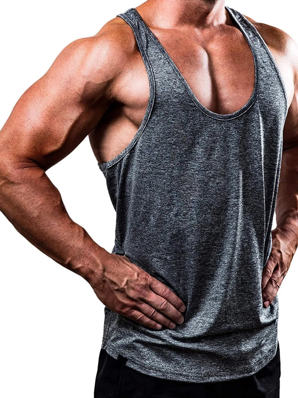 Men's Plus Size Round Neck Racerback Tank - Lilixa.store
