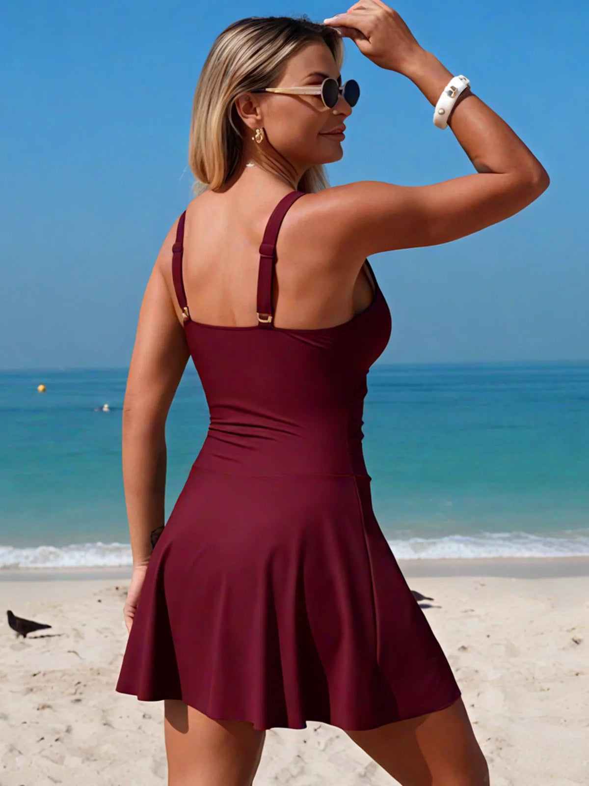 Ruched V-Neck One-Piece Swimsuit - Lilixa.store