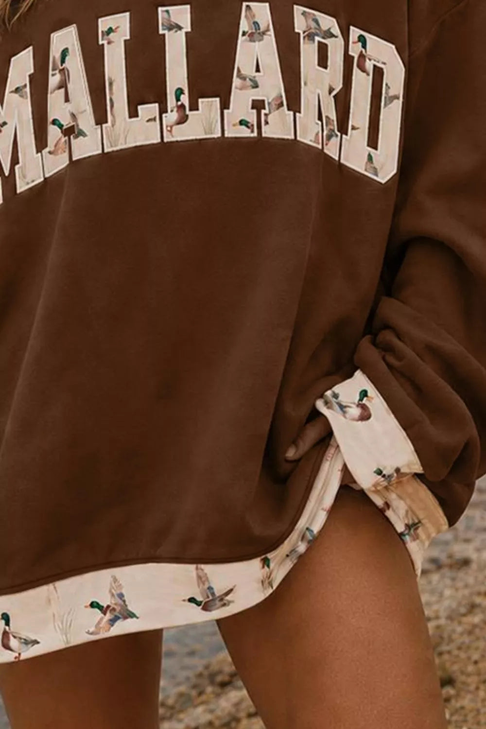 Mallard Oversized Sweatshirt with Contrast Trim in Brown, view 2