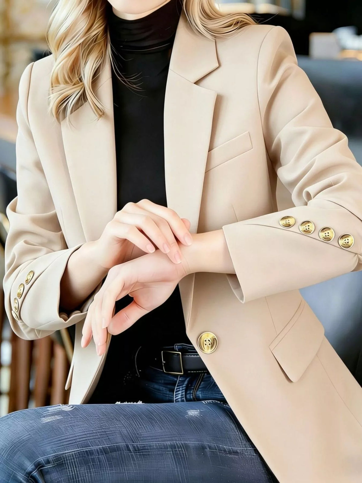 Full Size One Button Lapel Collar Blazer Plus Size - Lilixa.store