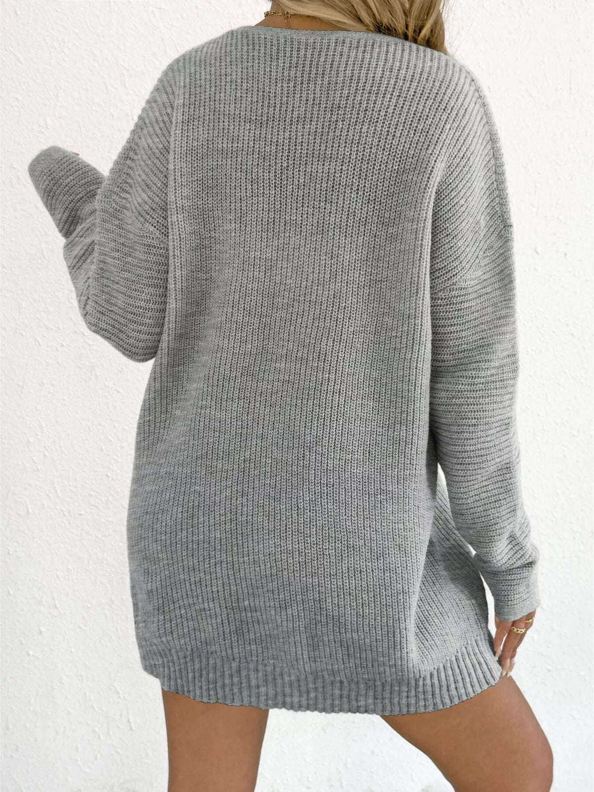 Bow Ribbed Knit Sweater Dress