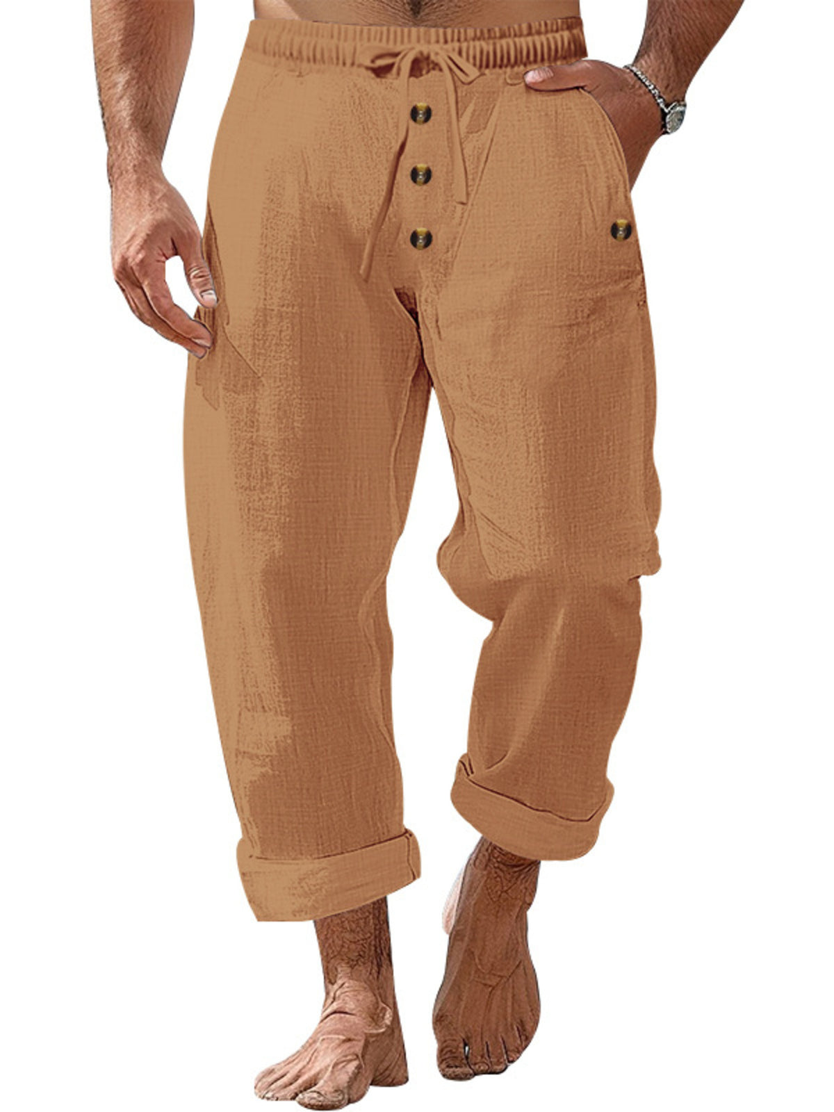 Men's Full Size Button-Fly Drawstring Pants Plus Size, view 7