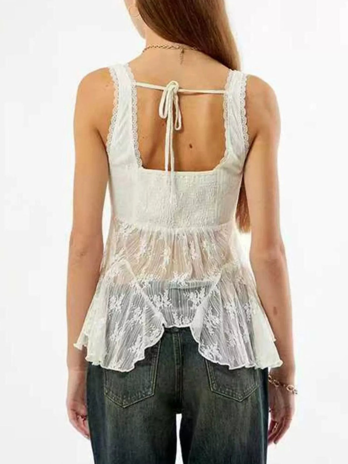 Lace V-Neck Tank - Lilixa.store