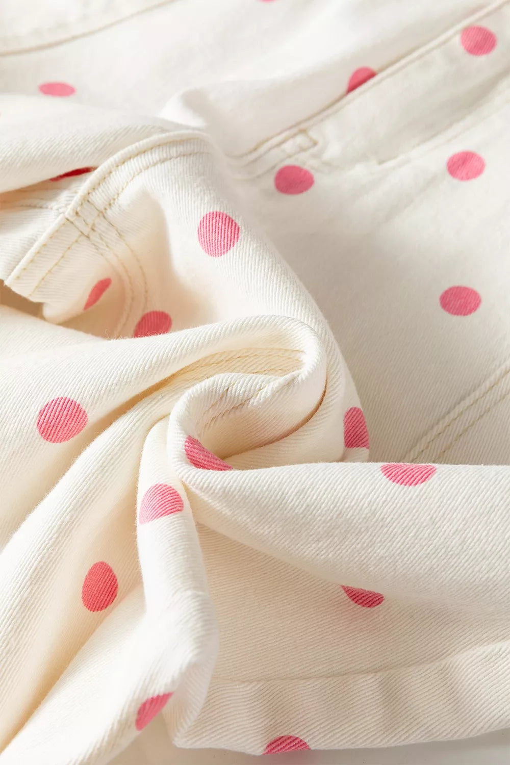 Polka Dot Wide-Leg Jeans in Blush Pink, view 8