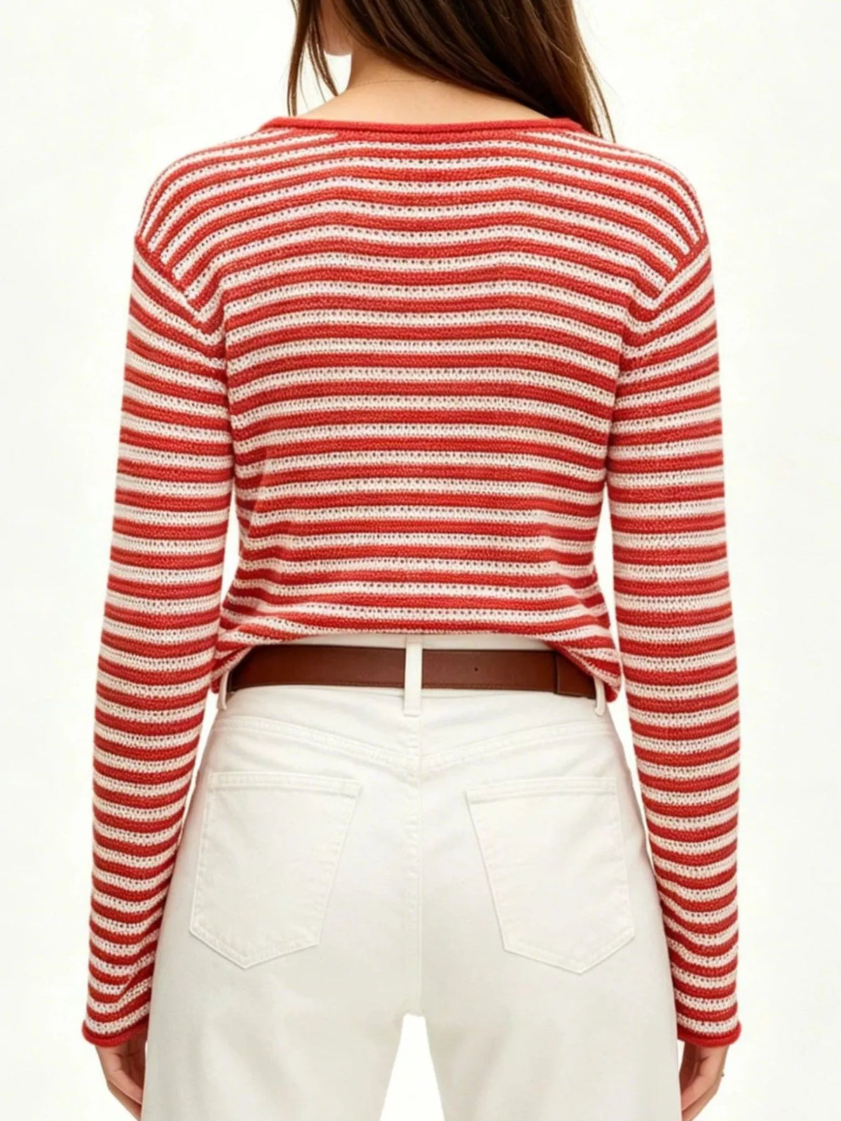 Striped Boat Neck Knit Sweater