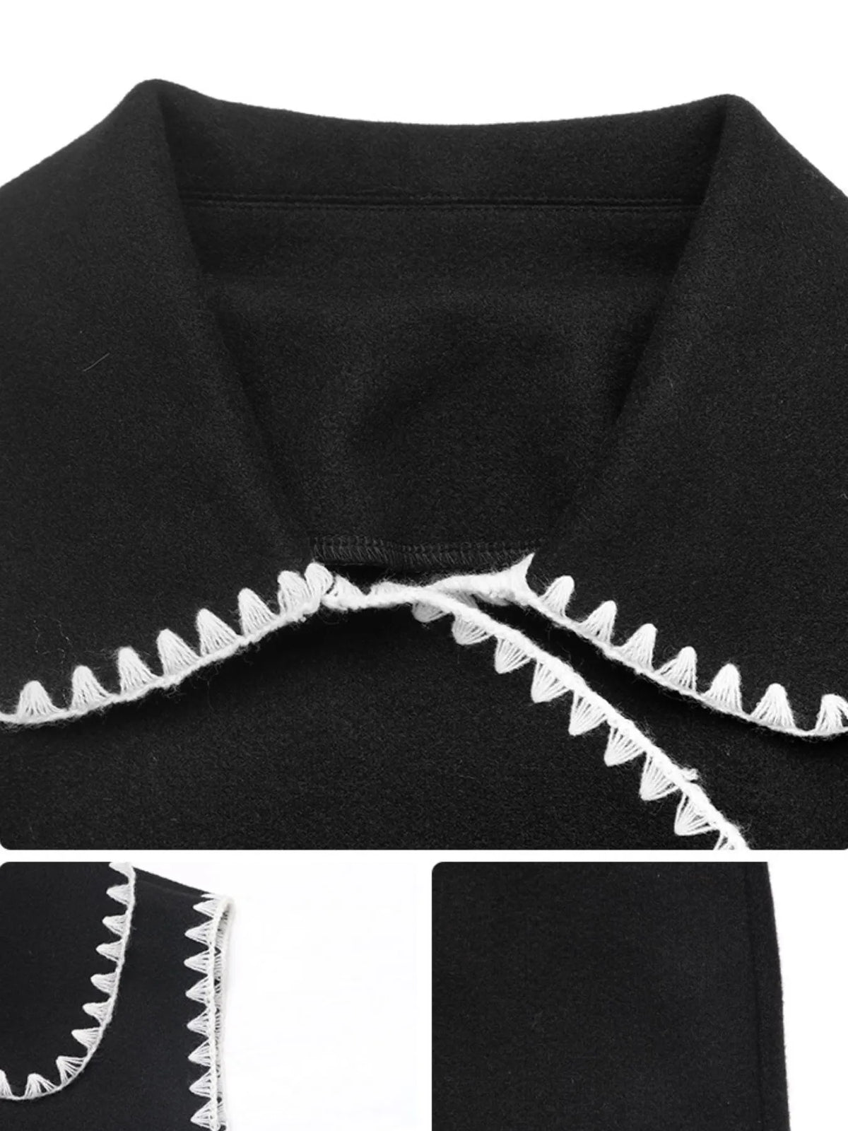 Contrast Trim Collared Neck Vest Coat in Black, view 7