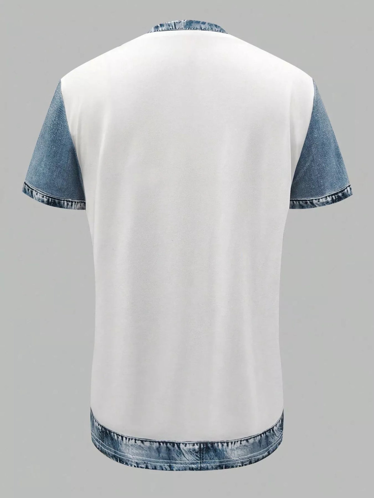 Denim Patchwork Short Sleeve Blouse - Lilixa.store