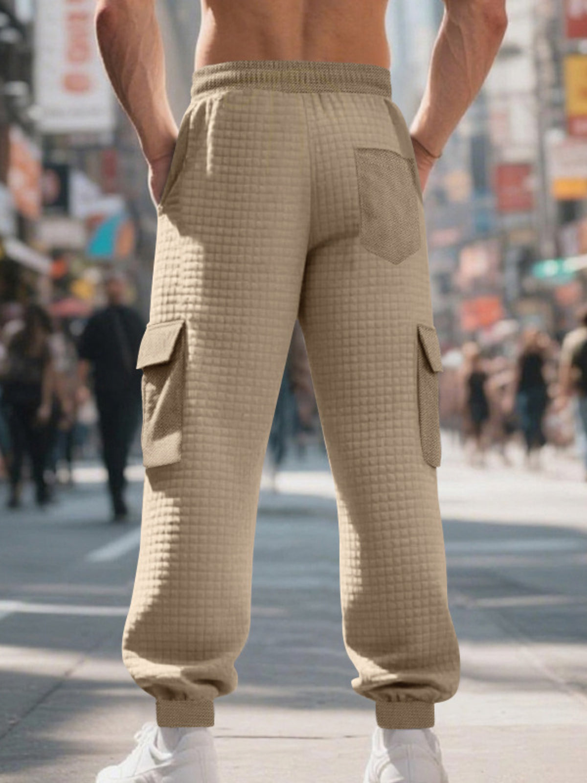 Men's Full Size Textured Cargo Joggers Plus Size