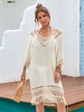 Fringe Crochet V-Neck Cover-Up Dress - Lilixa.store
