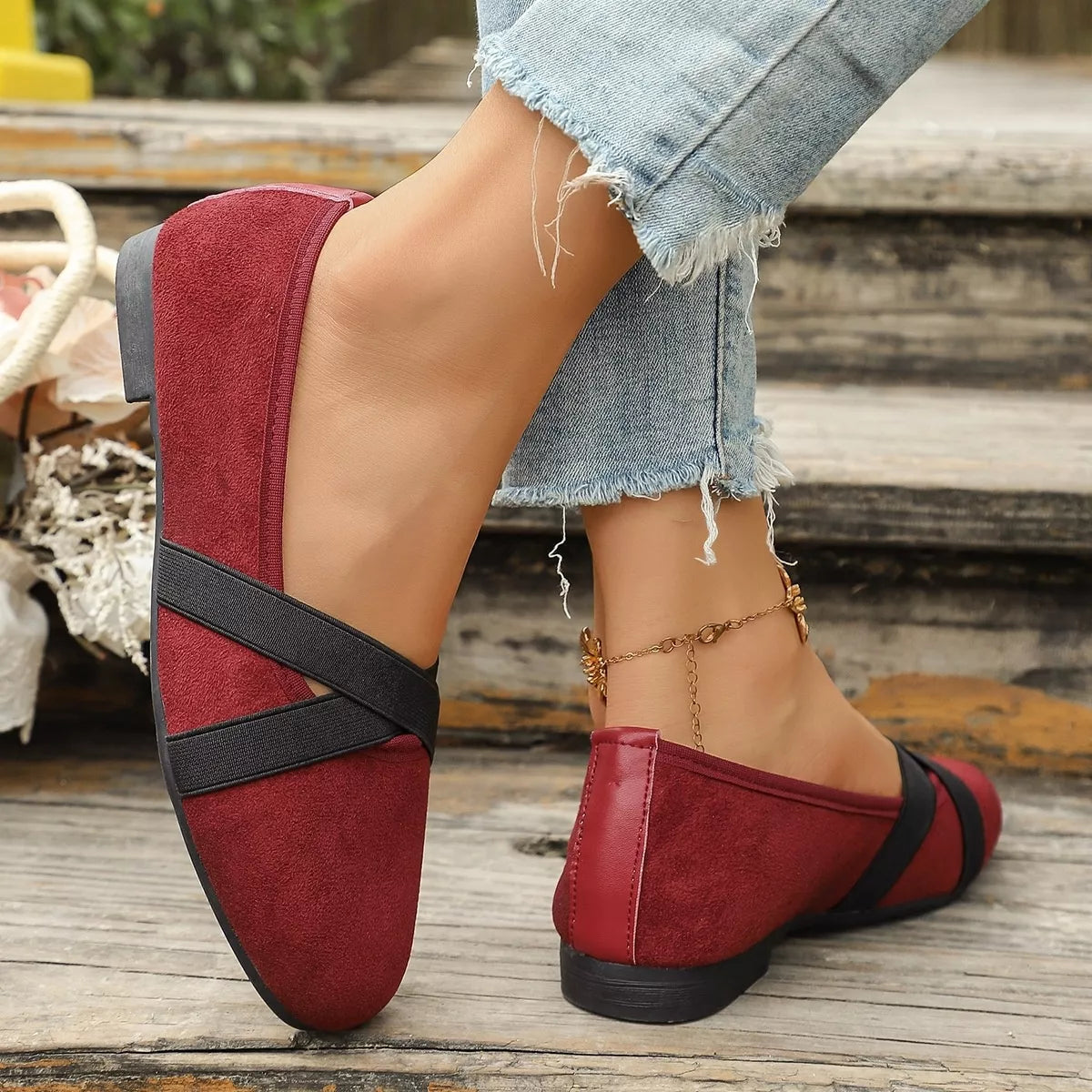 Suede Cross-Strap Slip-On Loafers, view 3