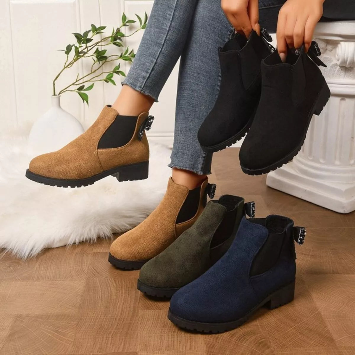 Round Toe Block Heels Boots - Lilixa.store