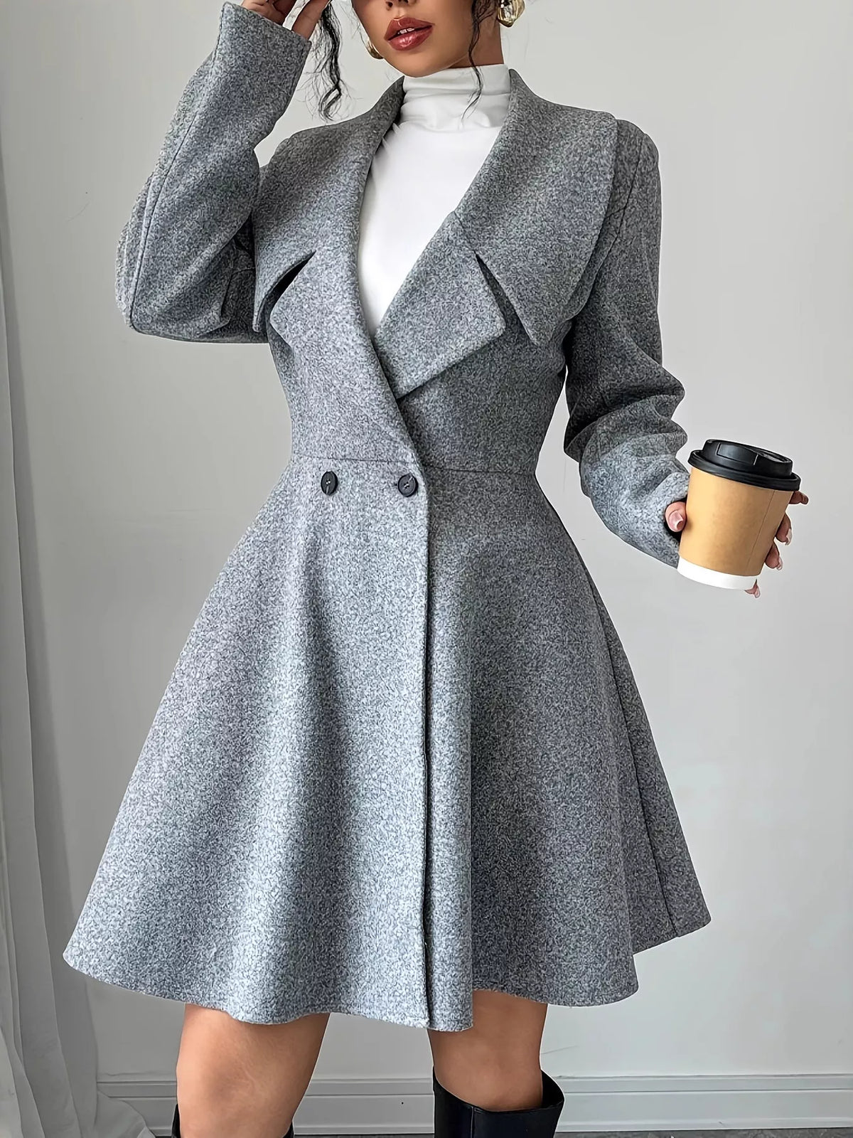 Double-Breasted Long Sleeve Outerwear - Lilixa.store