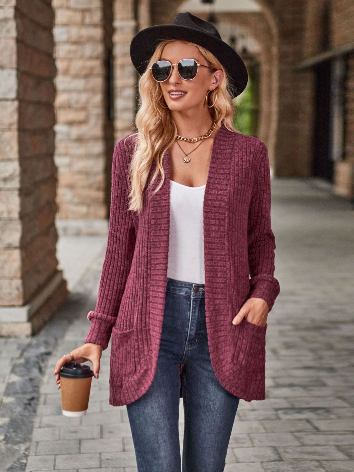Open Front Cardigan with Pockets - Lilixa.store