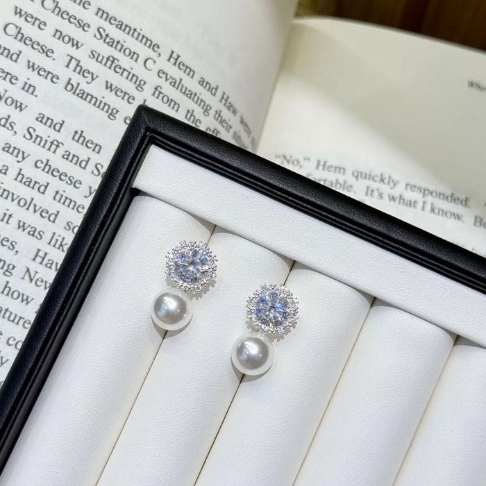 Zircon Pearl Drop Earrings - Lilixa.store