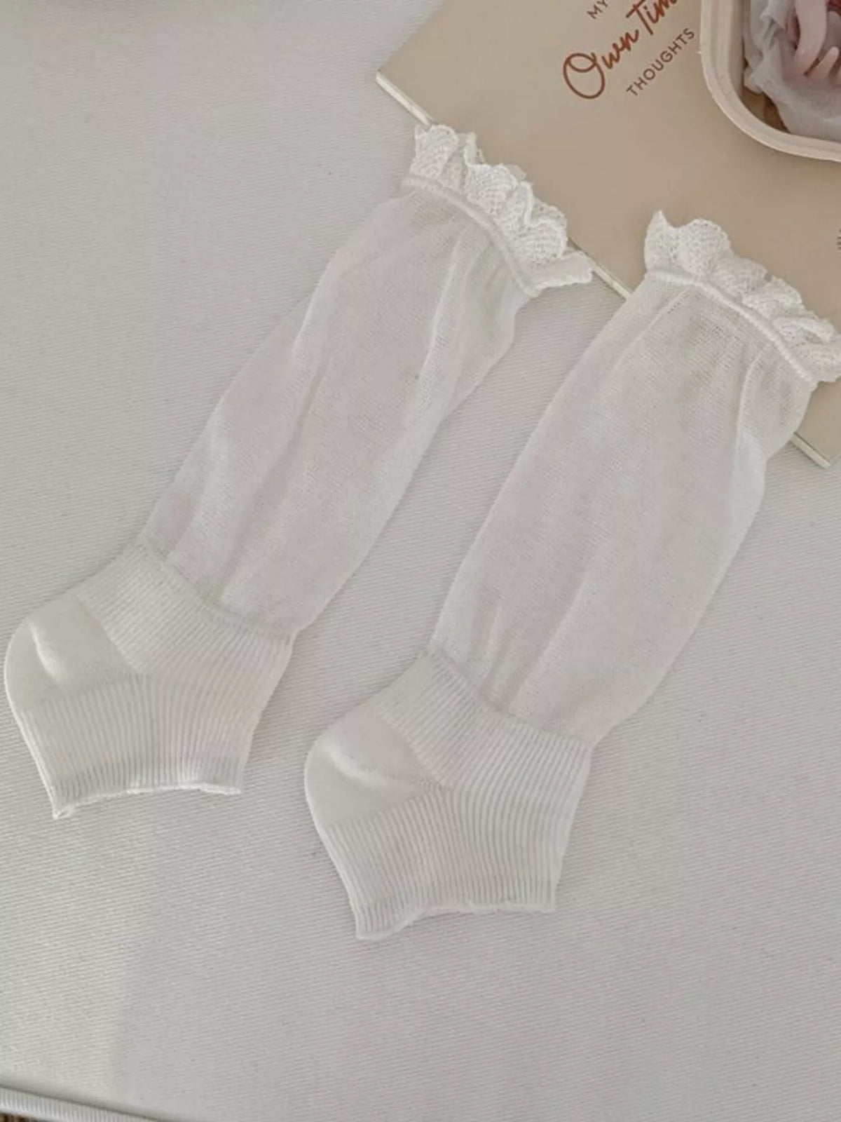 Knitted Half Sole Socks in White, view 7