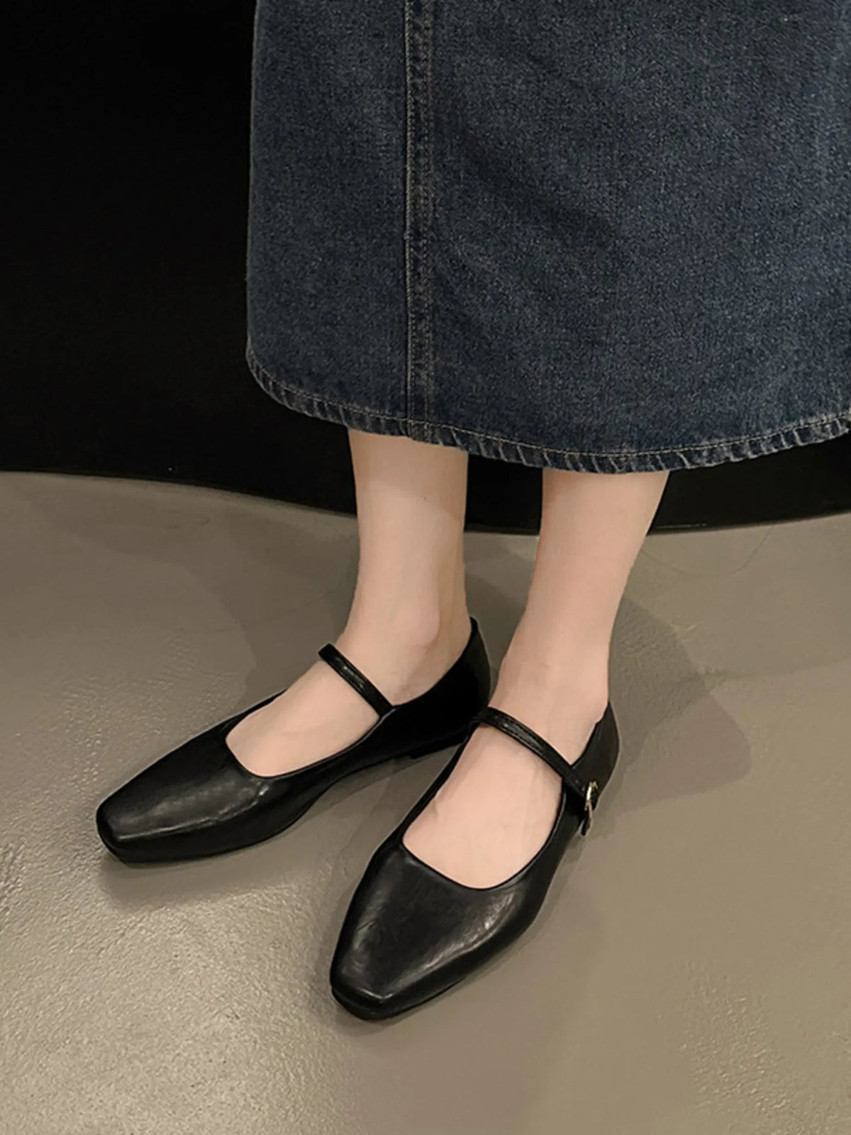 Leather Buckle Mary Jane Loafers, view 4