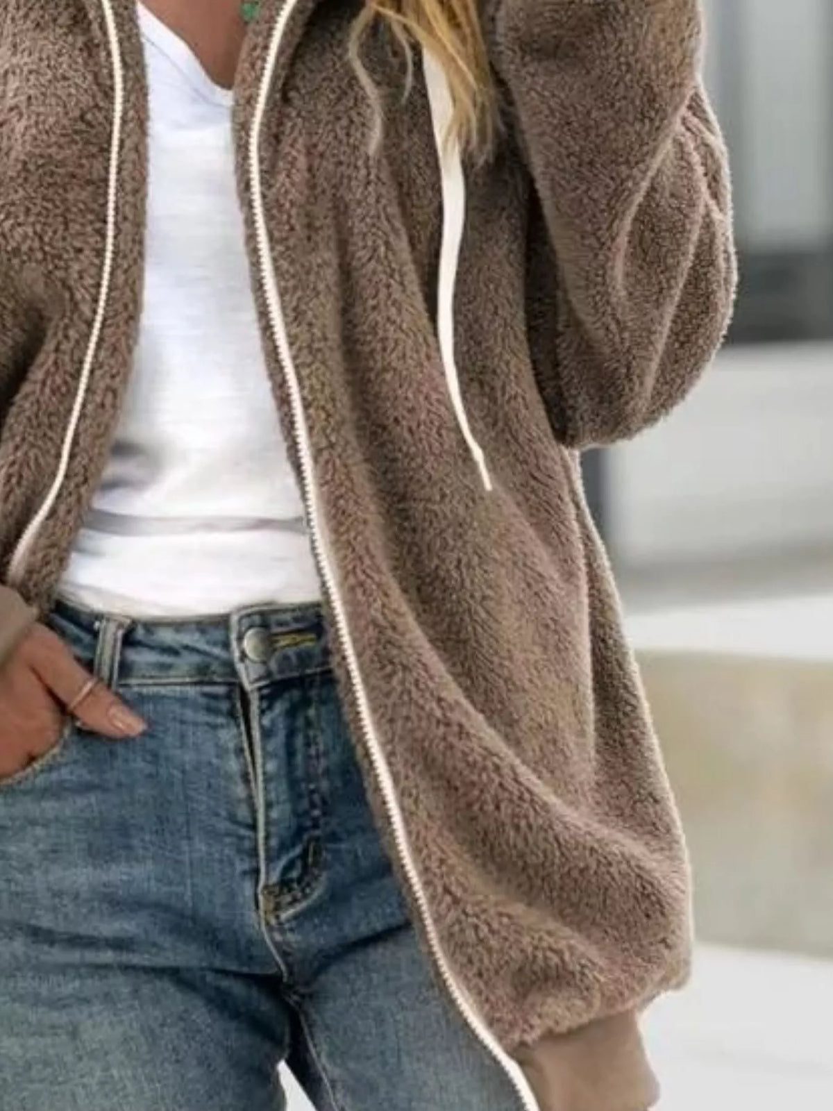 Full Size Cozy Fleece Zip-Up Hooded Jacket Plus Size - Lilixa.store
