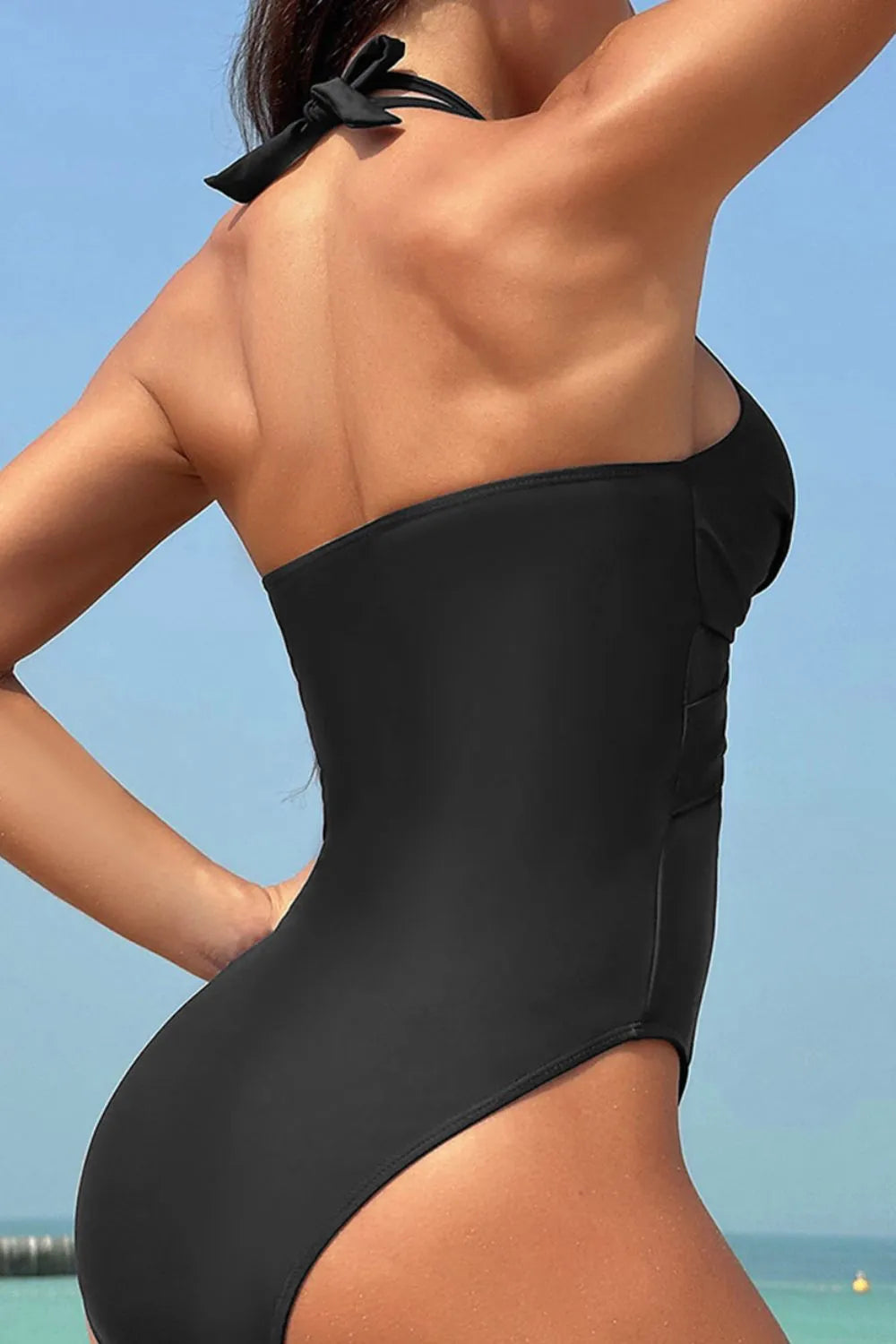 Crisscross Halter Neck One-Piece Swimwear - Lilixa.store