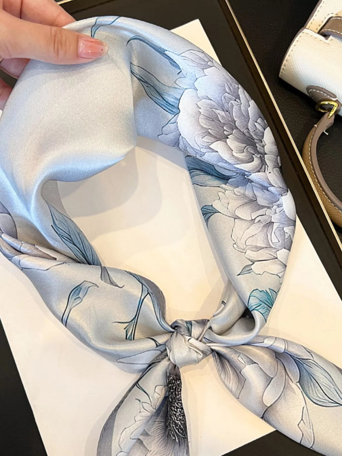 Floral Print Silk Square Scarf - Lilixa.store