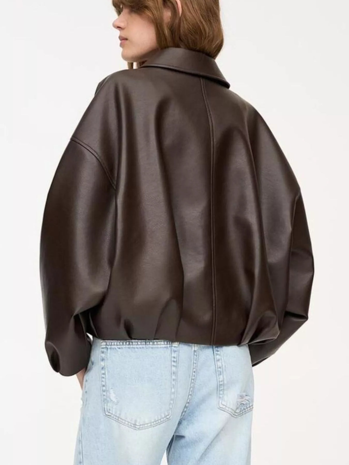 Faux Leather Zip Up Jacket - Lilixa.store
