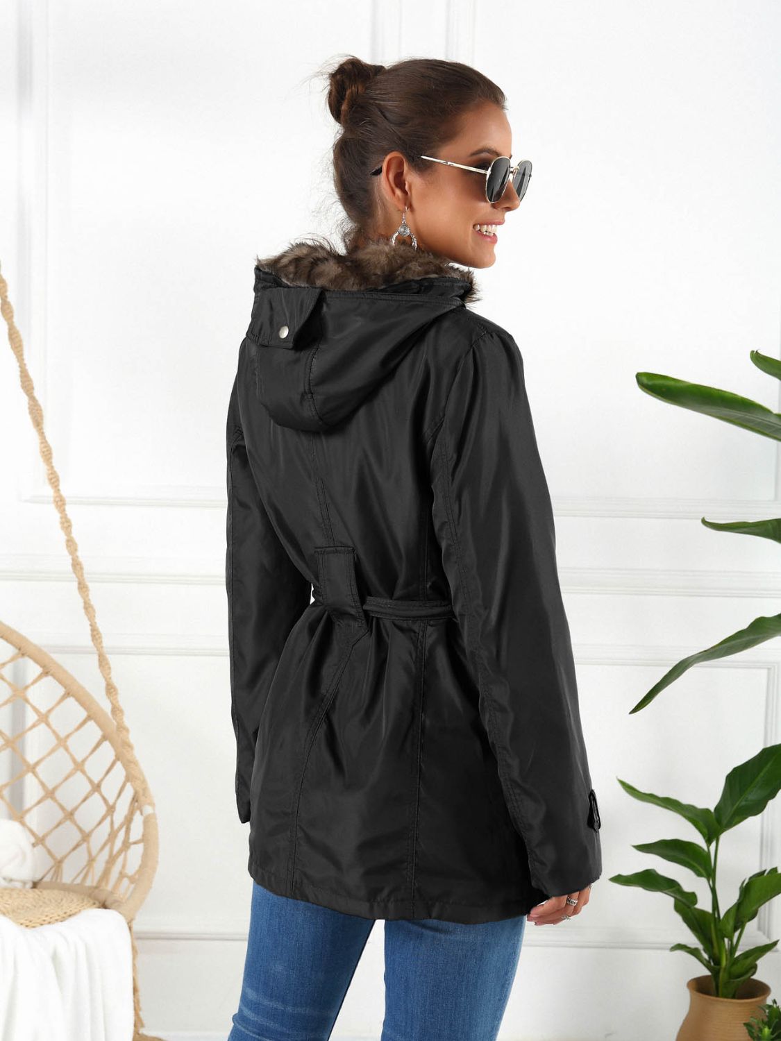 Ivy Lane Full Size Hooded Jacket with Detachable Liner (Three-Way Wear), view 6