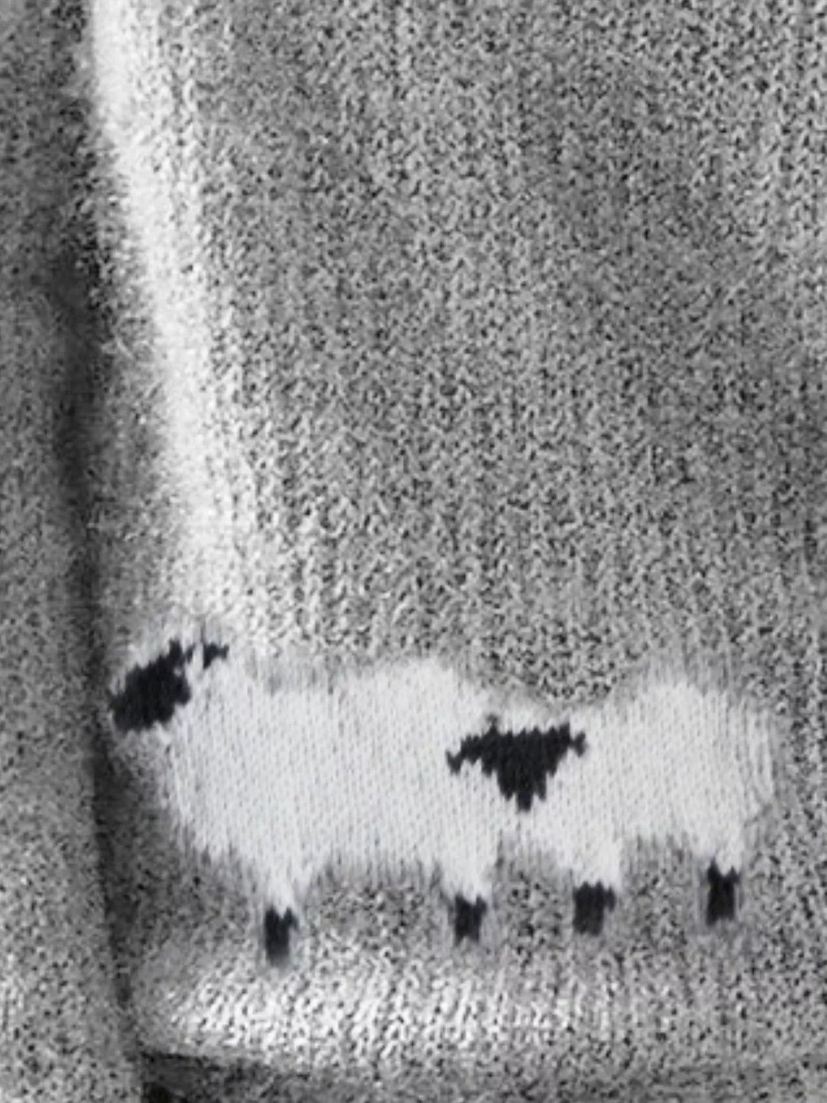 Full Size Sheep Pattern Round Neck Sweater Plus Size